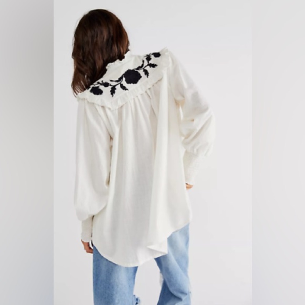 Free People Rose Vines Embroidered tunic in ivory size medium - Picture 8 of 8